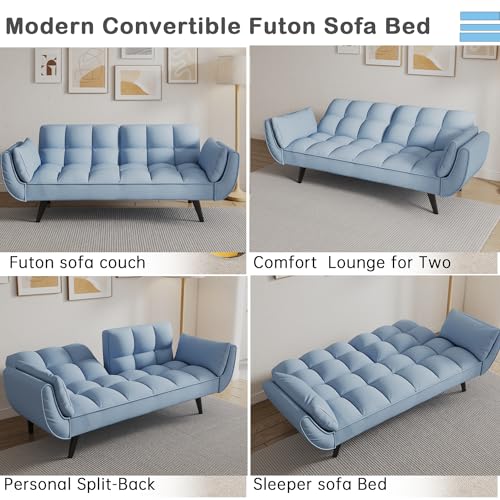 74" Modern Velvet Convertible Sleeper Futon Sofa Bed with Memory Foam, Black Z895656