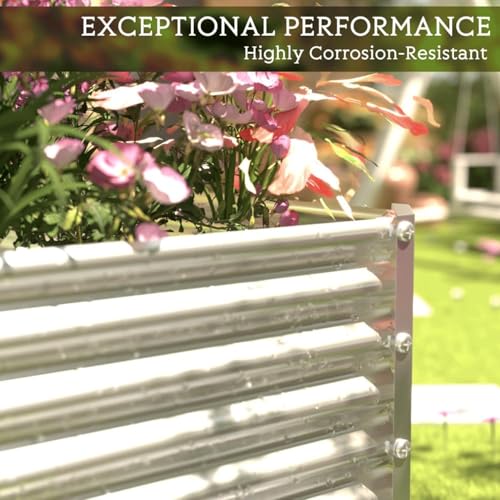 2 Pack 8x4FT Galvanized Raised Garden Bed for Vegetables, Steel, Outdoor Z74554