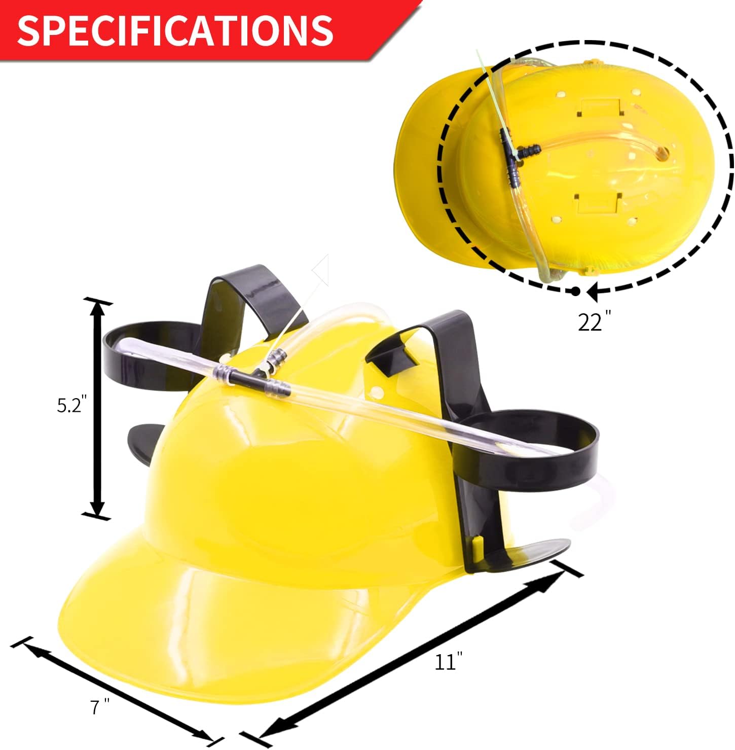 Novelty Place Drinking Helmet - Adjustable Can Holder Cap with Straw (Yellow) N574399