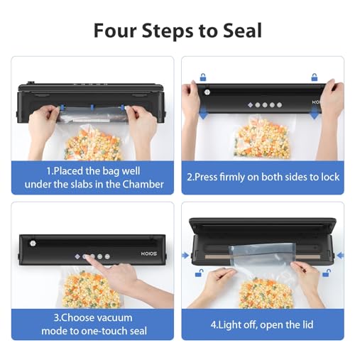 KOIOS Vacuum Sealer Machine with Cutter, Dry & Moist Modes, 10 Bags & Hose M9757