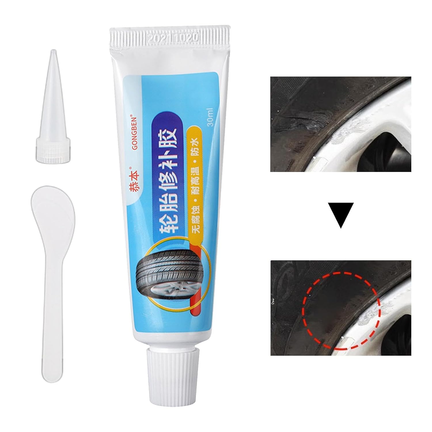 Waterproof Tire Repair Glue Rubber Adhesive 30ML X586405