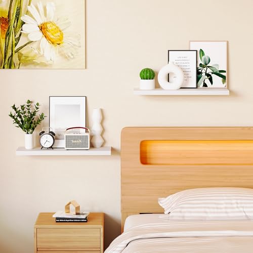 Nature Wood Floating Shelves for Wall, Set of 3, 16 Inch Wall Mounted A733019