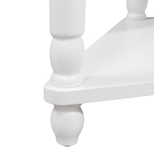 Knocbel Corner Table for Small Spaces, Triangle Side Table with Drawer and Shelves, Milk White L906