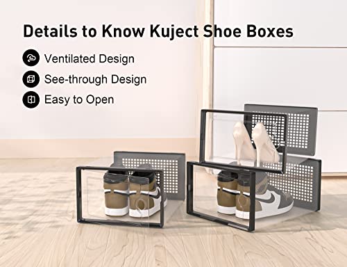 Kuject X-Large Clear Plastic Stackable Shoe Storage Boxes, 12 Pack, Blue Y142131
