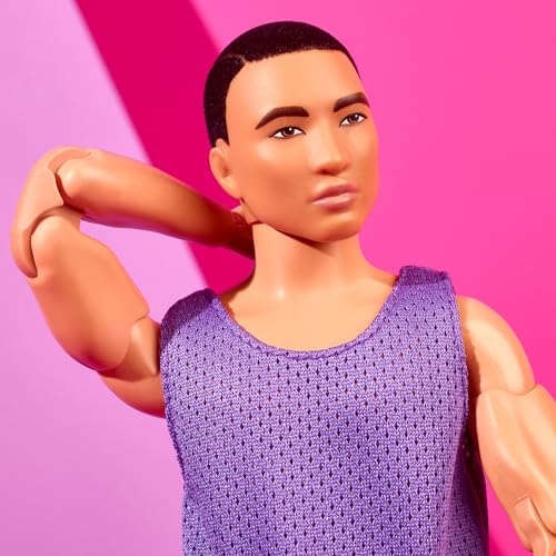 Barbie Looks Ken Fashion Doll with Black Hair in Purple Mesh Top & Pink Trousers S352505