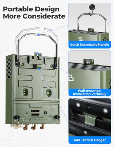 KEMIMOTO Propane Tankless Water Heater Outdoor Portable 1.32 GPM 34000 BTU for RV Camping Cabin Z62590