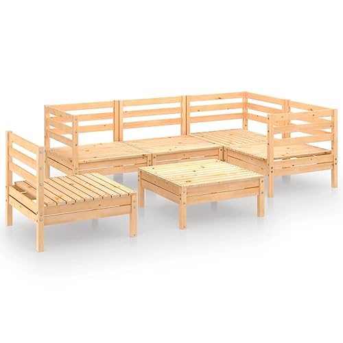 6 Piece Patio Lounge Set Solid Pinewood Outdoor Furniture A661507