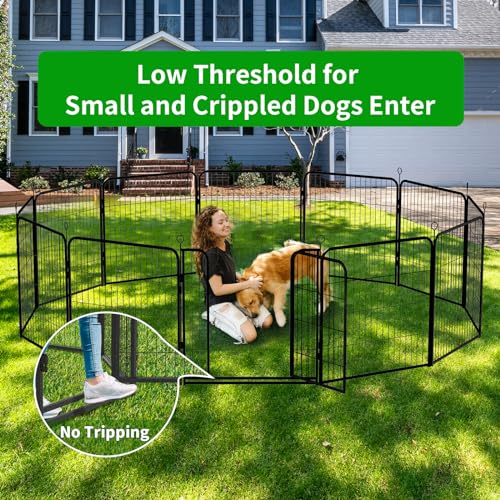 Dog Playpen Outdoor Extra Wide 12 Panels Heavy Duty 40" Height with Doors Portable G77703