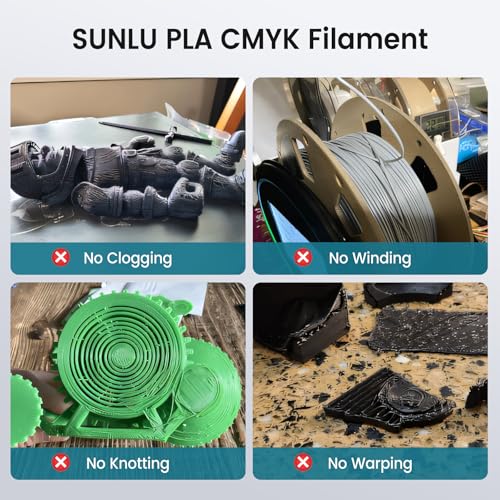 SUNLU 4kg PLA 3D Printer Filament Bundle, 1.75mm, 4 Black Spools V387