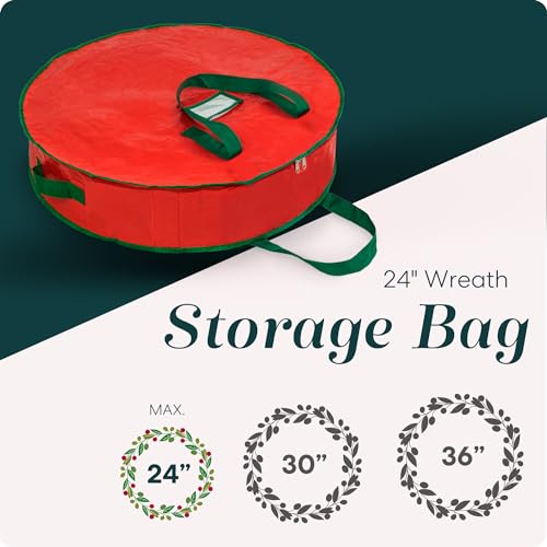 Handy Laundry Christmas Wreath Storage Bag - Durable Tarp with Zipper, 30" N271071