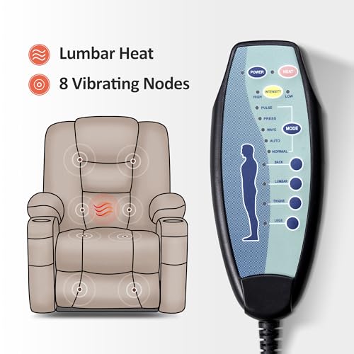 MCombo Small Power Lift Recliner Chair with Massage and Heat, Brown N356790