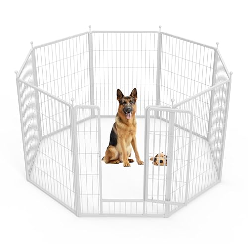 HealSmart Dog Playpen Indoor 32" Height 8 Panels for Small/Medium Dogs, Black J454