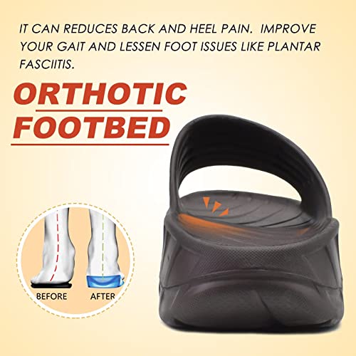 KuaiLu Men's Recovery Sandals Orthotic Cushion Open Toe Sport Slides D332788