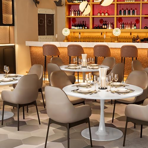42 Inch Round Tulip Dining Table with Metal Pedestal Base V455351