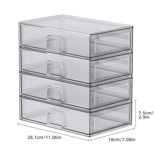 ZHIAI 3 Pack Clear Stackable Acrylic Cosmetic Organizer with Drawers N472
