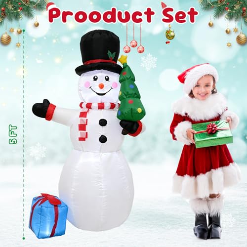 4 FT Christmas Snowman Inflatable with LED Lights Indoor Outdoor Decor E952