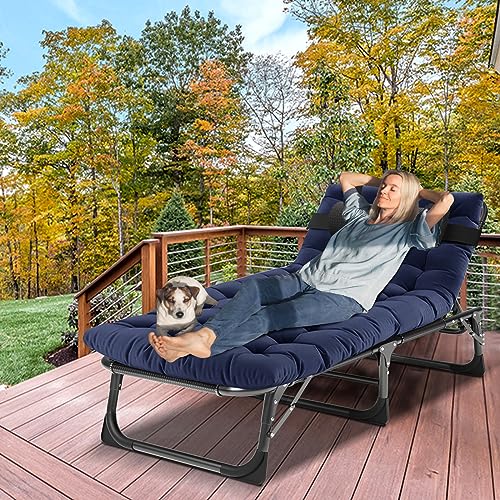 Portable Folding Camping Cot, Adjustable Reclining Chaise with Pillow U54731