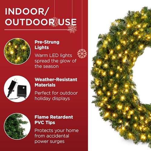Best Choice Products 60in Pre-Lit Fir Christmas Wreath with 300 LED Lights E577048