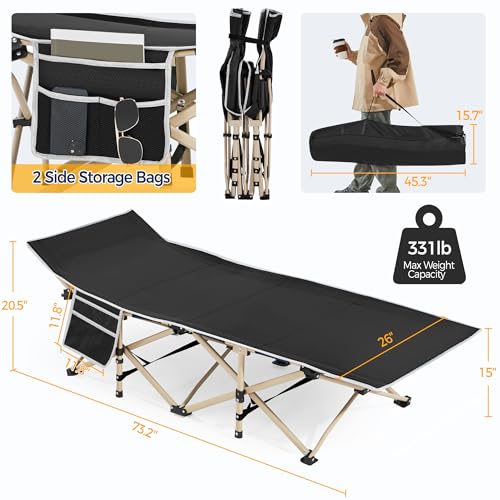 Yaheetech Folding Camping Cot, Portable Military Canvas Sleeping Bed with Carry Bag B4383