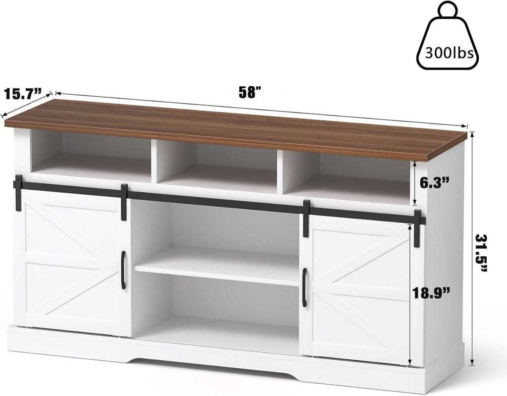 Farmhouse Coffee Bar Cabinet with Sliding Barn Door, White H579601