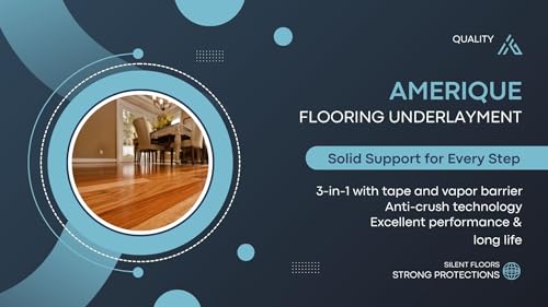 AMERIQUE 3-in-1 Heavy Duty Foam Flooring Underlayment with Tape & Vapor Barrier, Royal Blue J3857