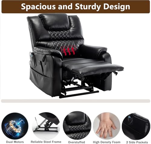Lift Chair Recliner with Massage and Heat, Heavy Duty for Seniors, Brown V12888