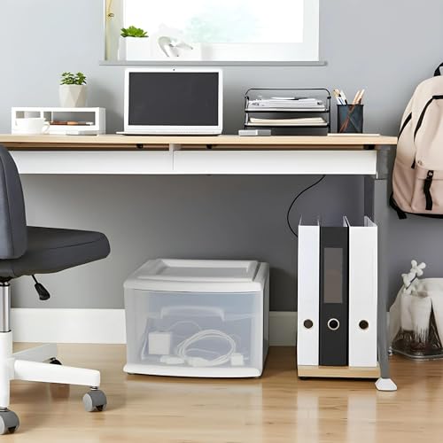 HOMZ 2-Pack 1-Drawer Storage Cart, Clear Plastic, White Frame Y898