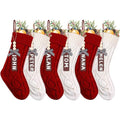 Set of 6 Personalized Christmas Stockings with Wooden Name Tags D26869