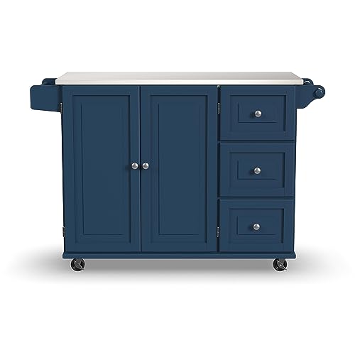 homestyles Mobile Kitchen Island Cart with Stainless Steel Top, Sage Green J6213