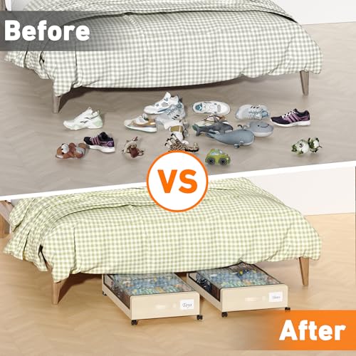 Under Bed Storage with Wheels, 2-Pack XXL 60L Metal Drawer, Black S2866