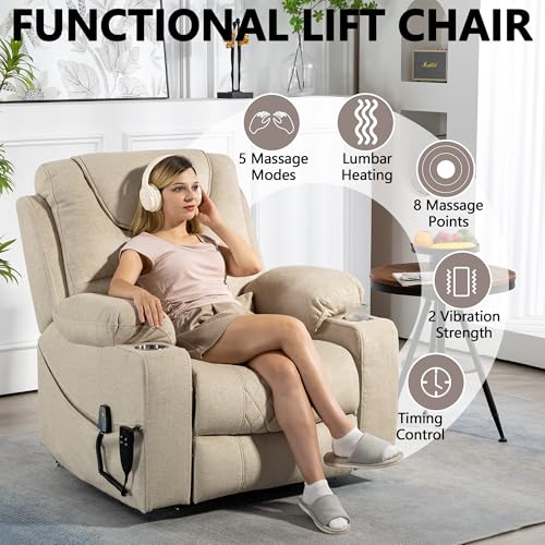 Power Lift Chair Recliner with Massage and Heat for Adults, Dual Motor H2507
