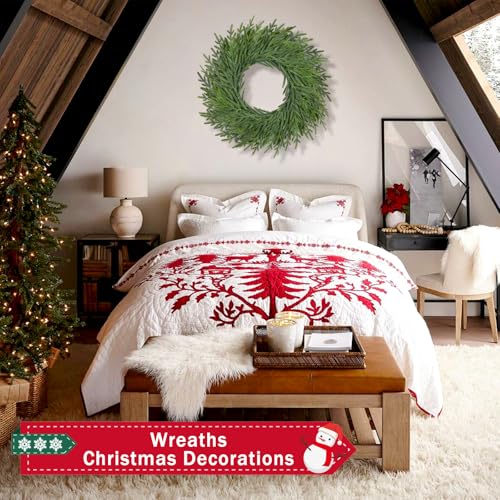 26 Inch Christmas Wreath with Red Berry Artificial Pine Cedar Front Door Decor D349135