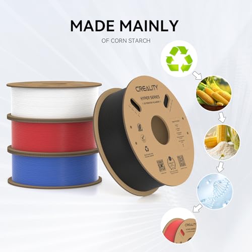 Creality Hyper PLA Filament 1.75mm High Speed 3D Printer Filament, 4 Pack 1kg Spool, Black & White K3786