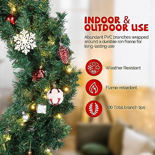 VINGLI 48 Inch Pre-lit Artificial Christmas Wreath with 150 LED Lights T885