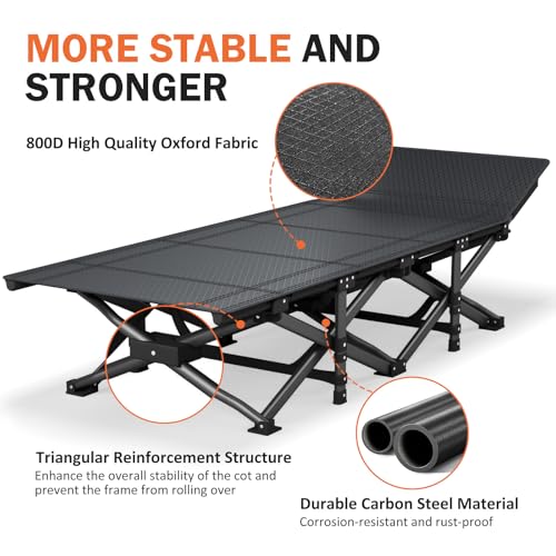 ATORPOK Camping Cot for Adults with Cushion, Portable Folding Bed, Gray F9576