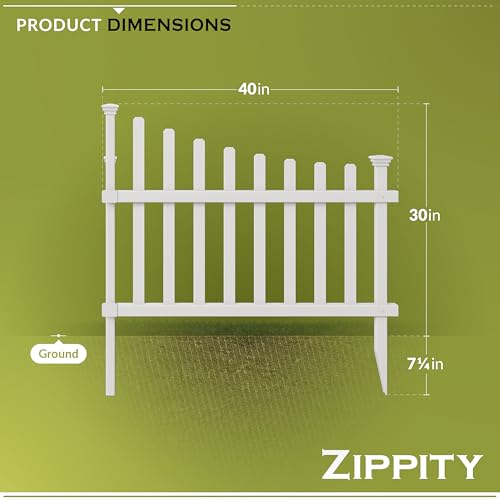 Zippity Ashley Corner Vinyl Picket Fence, 30in H x 40in W, 2 Panels, White N24152