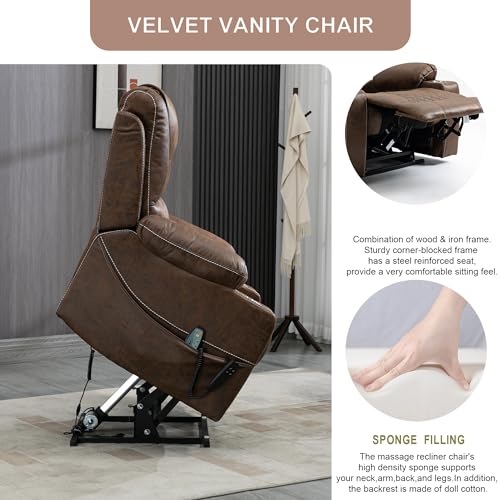 Power Lift Chair Recliner with Massage and Heat for Adults, Dual Motor H2507