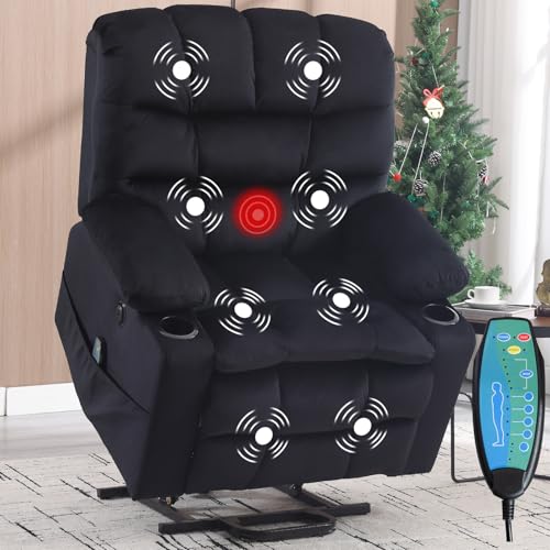 Phoenix Home Large Power Lift Recliner with Massage and Heat for Elderly, Brown O77713