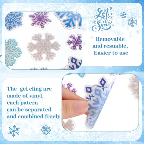Pickmesh 45 Pcs Christmas Snowflake Window Gel Clings Removable Reusable U3538