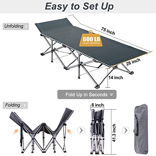 ABORON Oversized Folding Camping Cot for Adults, Double Layer 1200D, with Mat & Carrying Bag S2407