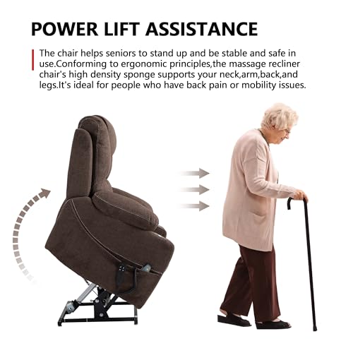 Power Lift Chair Recliner with Massage and Heat for Adults, Dual Motor H2507