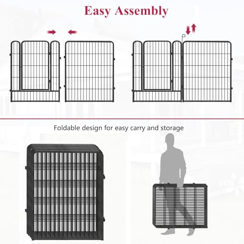 Dog Playpen 32 Inch 10 Panels Outdoor Dog Fence with Lock C803