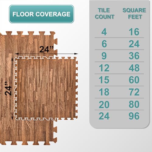 Sorbus Wood Grain EVA Interlocking Floor Mats with Borders J287