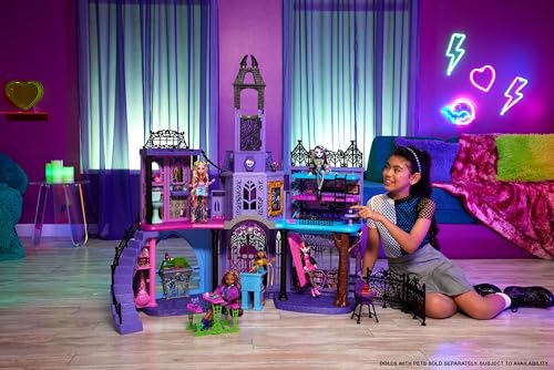 Monster High Doll House Haunted High School Playset with 7 Play Areas J90025