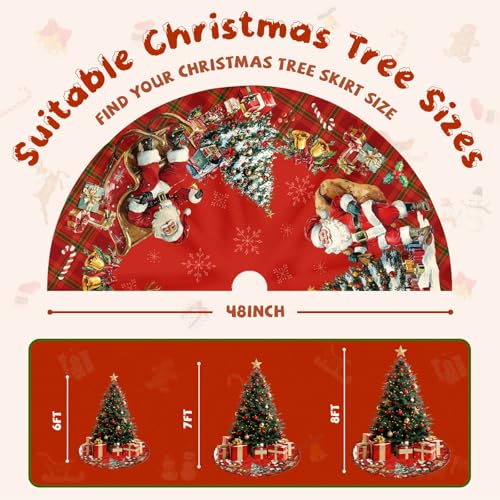 Christmas Tree Skirt 36 Inch with Snowman Reindeer Santa Snowflake L183244