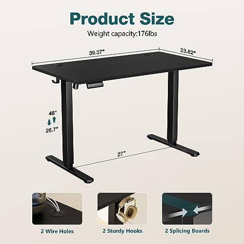Adjustable Height Electric Standing Desk 55x24 Inch Black W5266