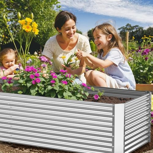 2 Pack 8x4FT Galvanized Raised Garden Bed for Vegetables, Steel, Outdoor Z74554