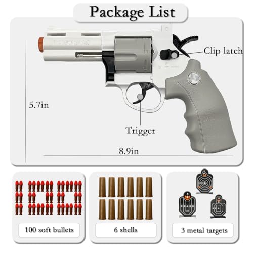 Soft Bullets Revolver Toy Gun with 12 Shells 100 Bullets and 3 Targets (Green) A974149