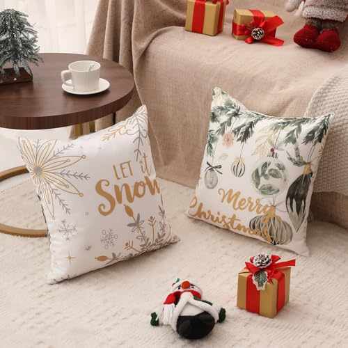 Christmas Pillow Covers 18x18 Set of 4, Double-Sided Print G493315