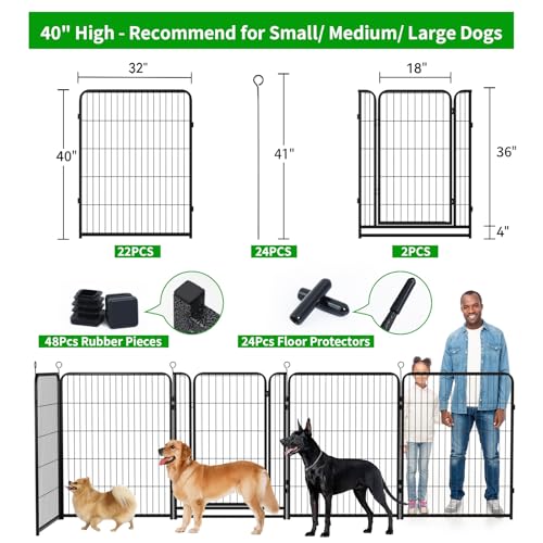 Dog Playpen Outdoor Extra Wide 12 Panels Heavy Duty 40" Height with Doors Portable G77703